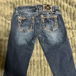 Miss Me Dark Blue Boot Cut Jeans with Embellishments